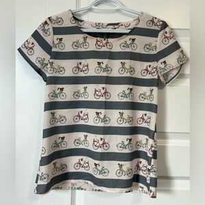 NWT Sugarhill Boutique Bicycle Print Striped Women's Tee